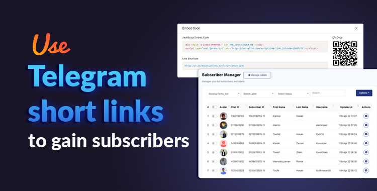 Use BotSailor Telegram Chat widget and short links to gain subscribers